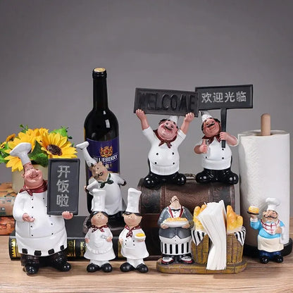 Chefkoch, dekorativer Weinregal-Flaschenhalter für die Küche, Weinablage-Figur, Statue, einzigartige Einweihungsgeschenke für Weinliebhaber