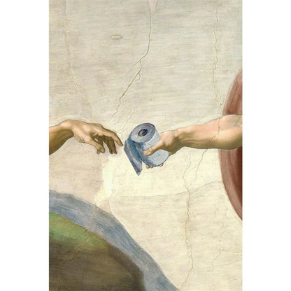 Hand of God and Adam Funny Toilet Paper Wash Room Bathroom Living Wall Art Home Decoration Retro Picture Canvas Painting Poster