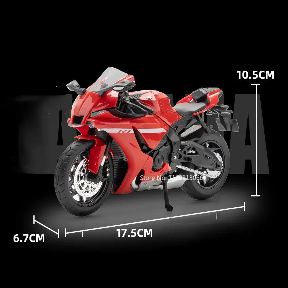 1:12 Scale R1 R1M Motorcycle Alloy Cars Toys Diecasts Models Rubber Tires Motorcycles Toy Light Sound Vehicles Children Gifts