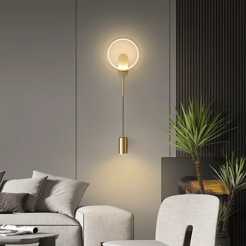 Modern Black Gold LED Wall Lamp Hallway Aisle Bedroom Bedside Study Stair Wall Sconce Luster Lighting Fixture Home Decoratioan