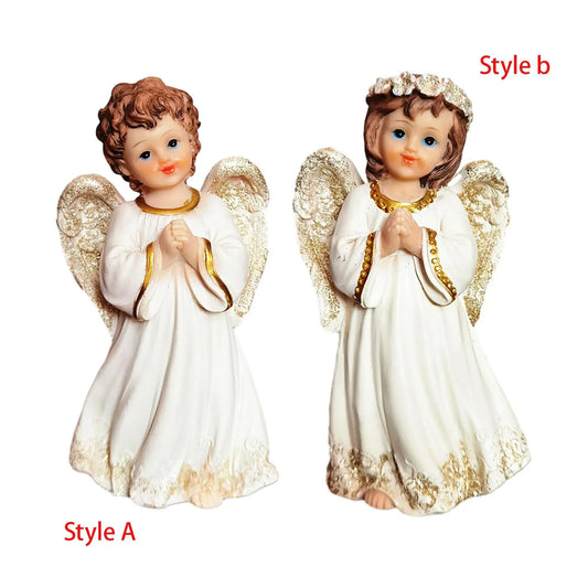 Praying Cherubs Statue, Vintage Resin Angel Figurine, Angel Statue Memorial Cherub Sculpture for Home Decoration