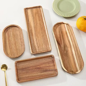 Acacia wood food grade Japanese tray rectangular household tea set tea plate decorative pastry plate melon seed plate candyplate