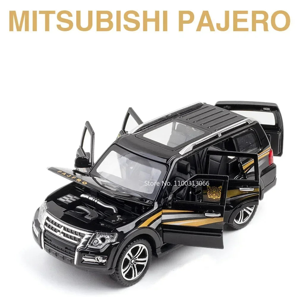 1:32 Mitsubishi Pajero Lancer Evolution IX SUV Alloy Toy Cars Models Sound Light Toys Pull Back Off Road Boys Gifts Collection