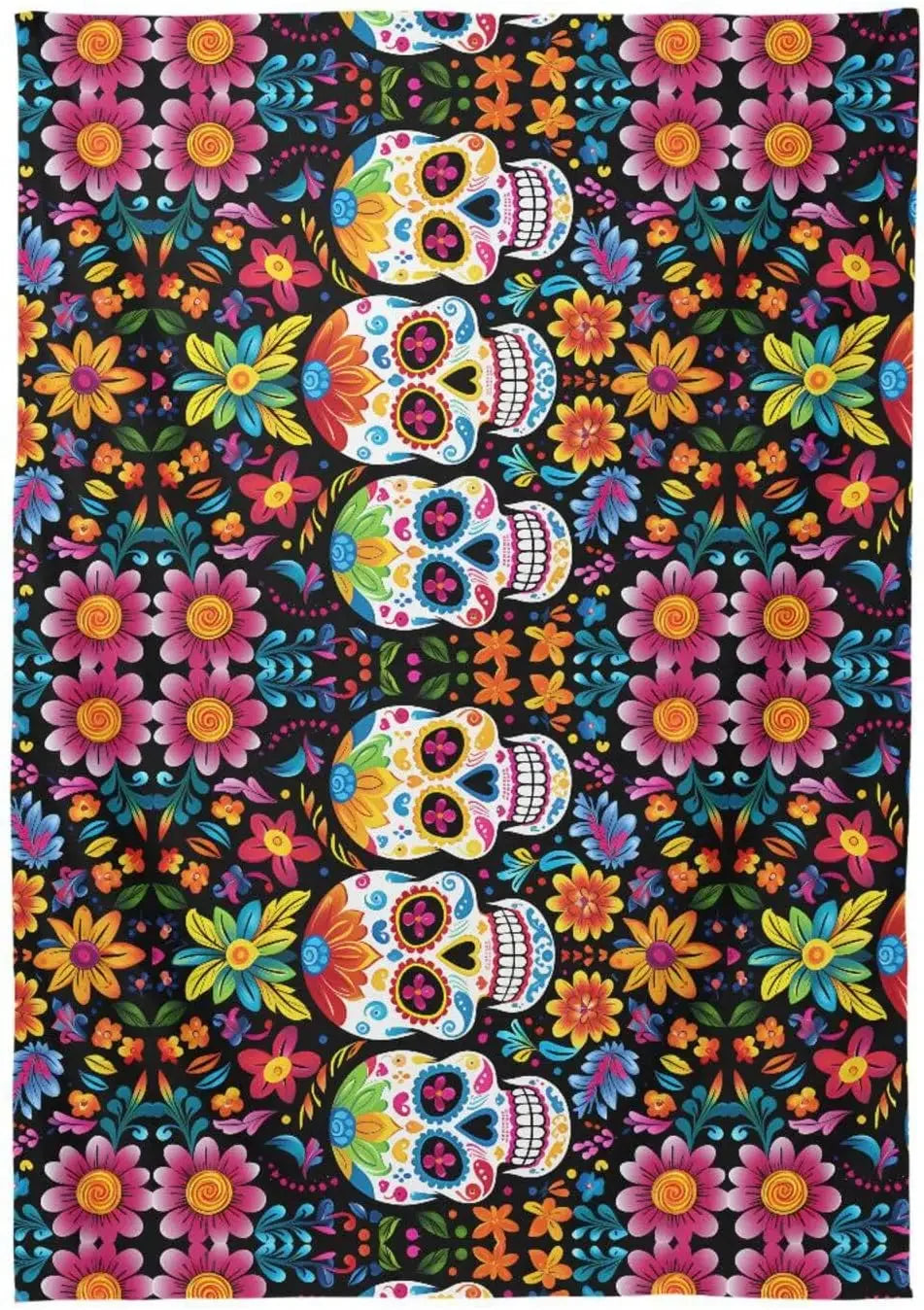 Day of The Dead Sugar Skull Rectangle Tablecloth Holiday Party Decor Waterproof Tablecloth for Table Halloween Decorations