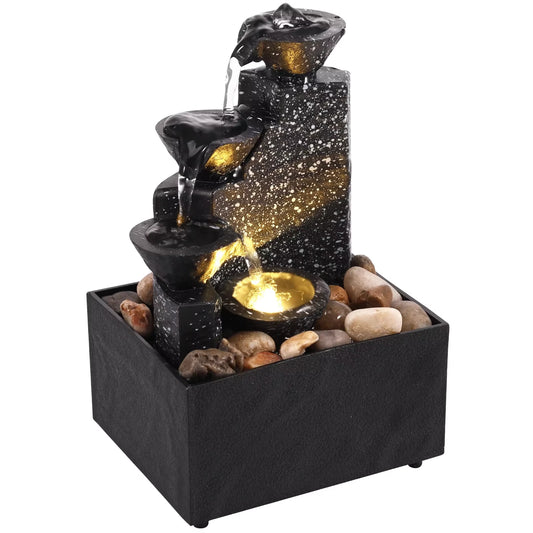 abletop Waterfall Home Decor Relaxation Meditation Desktop Fountain with Soft Lights Flowing Water Ornaments