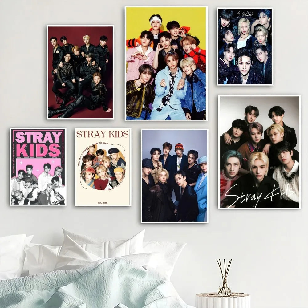 Hot Kpop S-Stray K-Kids Poster Home Room Decor Livingroom Bedroom Aesthetic Art Wall Painting Stickers