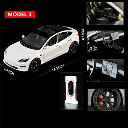 1:24 Model 3 Car Toys  Alloy Diecasts Metal Vehicles Car Model With Sound Light Vehicle Toys For Children Gifts Collection