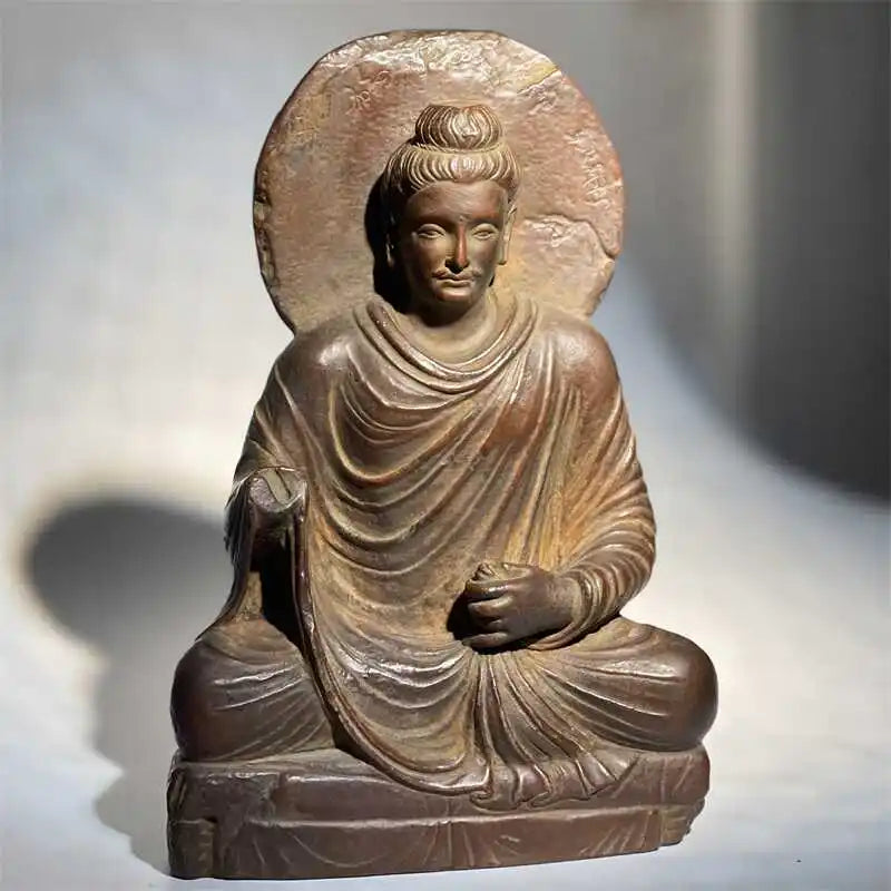 Gandhara Art Buddha Statue Exquisite Classical Retro Buddha Sitting Statue Ornament Home Art Figurine Decoration Room Decor