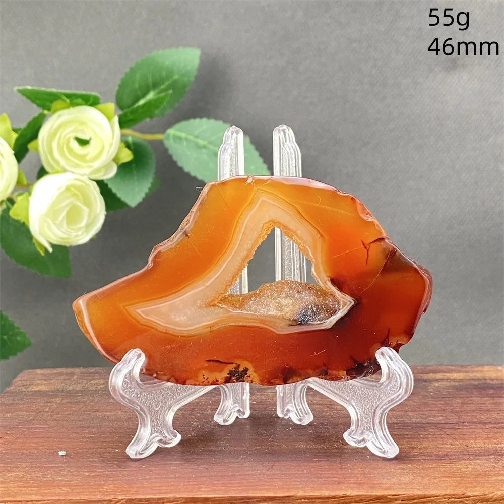 Natural Red Agate Crystal Cavity Stone - Energy Healing Reiki Meditation Beautiful Home Decor Gift for Prayer