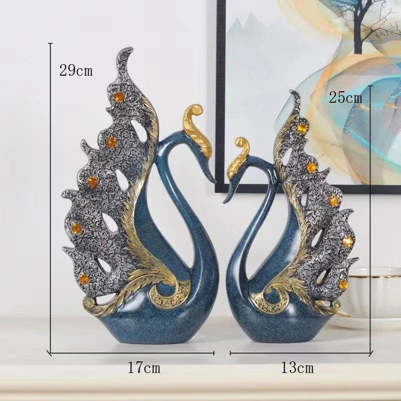 Creative European Couple Swan Home Decor Living Room Entrance TV Cabinet Wine Cabinet Resin Crafts Decoration Gift