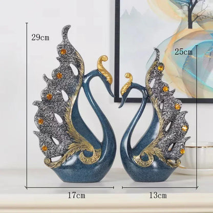 Creative European Couple Swan Home Decor Living Room Entrance TV Cabinet Wine Cabinet Resin Crafts Decoration Gift