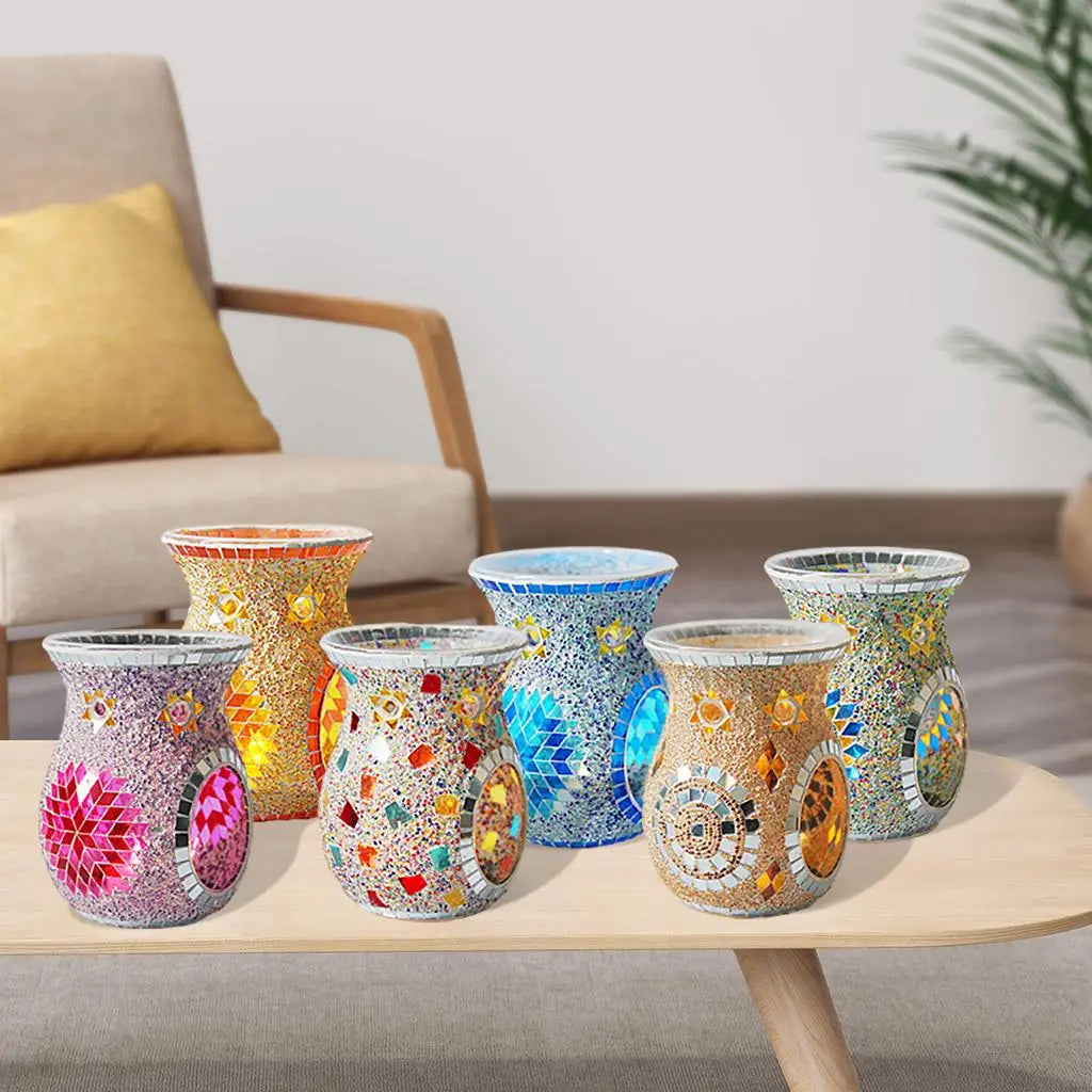 Mosaic Glass Oil Burner Candle Holder Essential Decoration