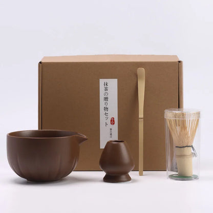 4pcs/set Japanese Style Matcha Tea Set With Tool Rack, Including Bowl, Whisk, Spoon, Great Gift For Ceremony, Traditional Japane