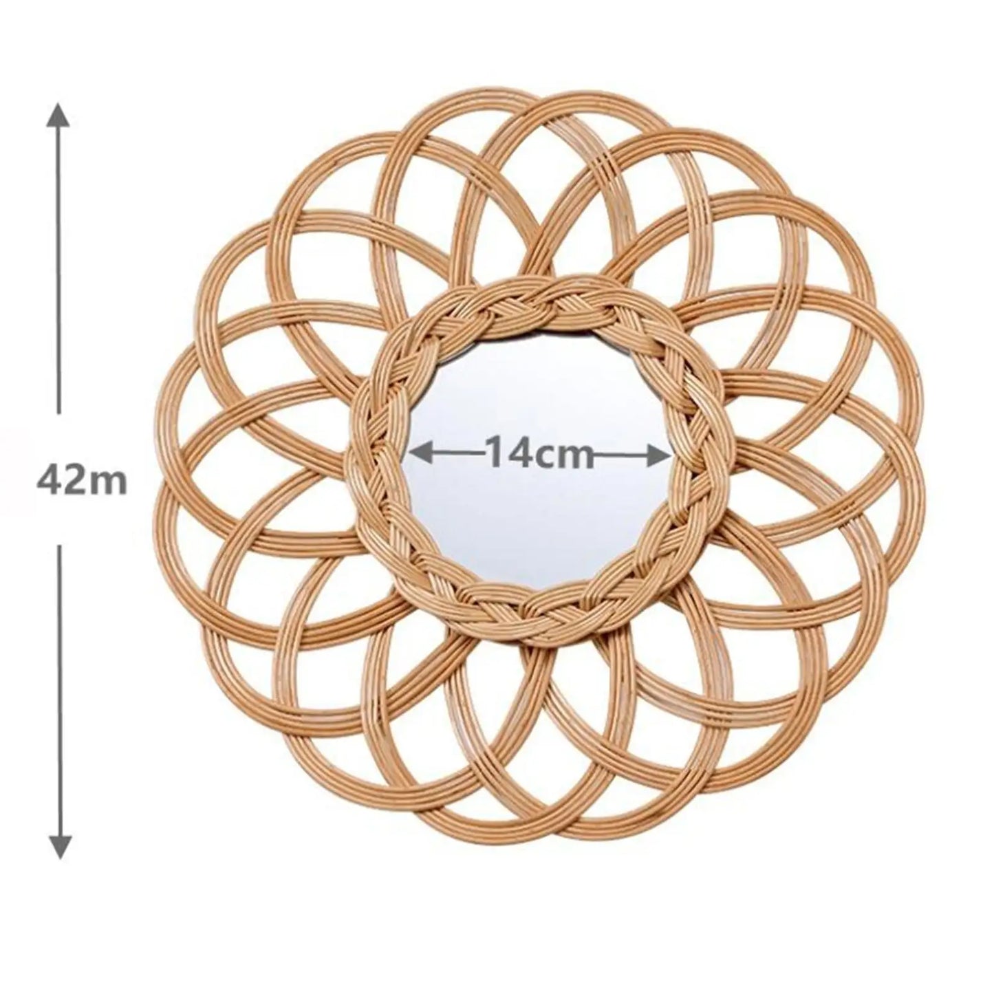 Natural Rattan Wall Mirror Small Handwoven Wicker Home Decor Bathroom Decoration Ornaments Gift