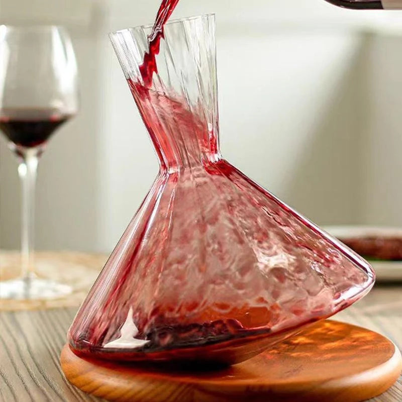 High Grade Crystal Glass Decanter Gift 360 Rotating Tumbler 1500ml Wine Separator Champagne Whisky Wine Bottle For Family Bar