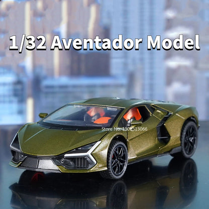 1/32 Alloy Aventador Cars Model Toy Doors Opened Vehicles Rear Wheel with Pull Back Function Simulation Toys for Boys Kids Gifts