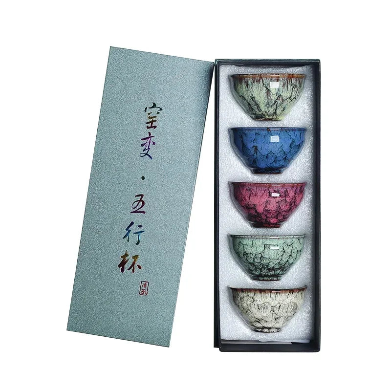 5-piece set 120ml Ceramic Kung Fu Tea Bowl Glazed Tea Cup Pu erh Master Cup Kitchen Tea Set Home Tea Set Accessories