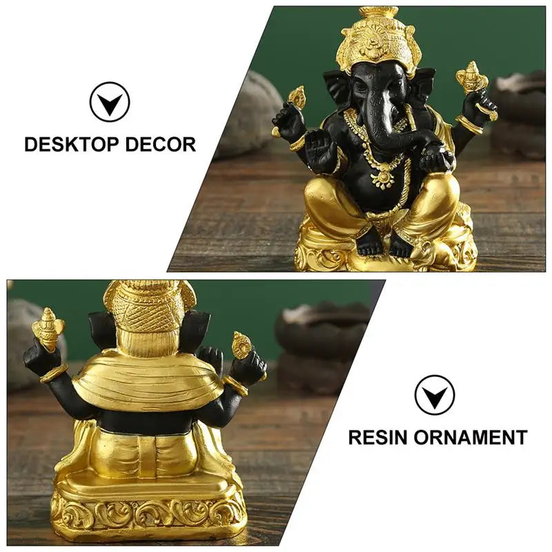 1pc Ganpati Elephant Statue Hindu Elephant God Statue Lord Ganesha Figurine Elephant God Sculpture Golden Ganesha Statue