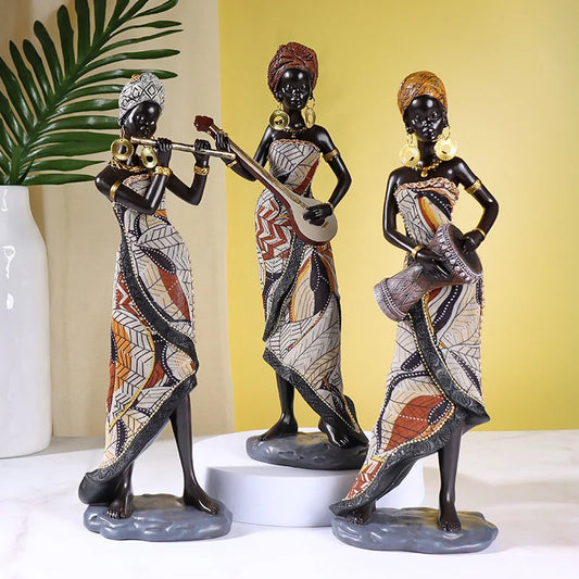 Artisanat en résine de caractère africain, Sculptures d'art féminines noires, armoires à vin, ameublement de maison, décorations de bar musical