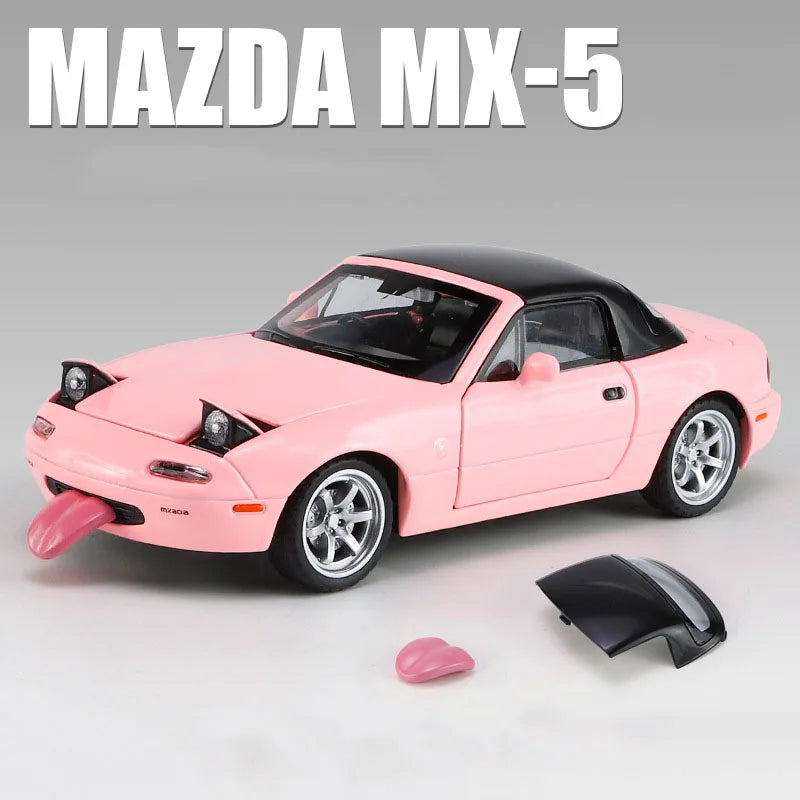 1/32 Scale MX5 Alloy Model High Simulation with Tongue Sport Car Wheels Can Be Turned Diecast Vehicle Toy for Adult Gifts