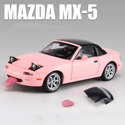 1/32 Scale MX5 Alloy Model High Simulation with Tongue Sport Car Wheels Can Be Turned Diecast Vehicle Toy for Adult Gifts