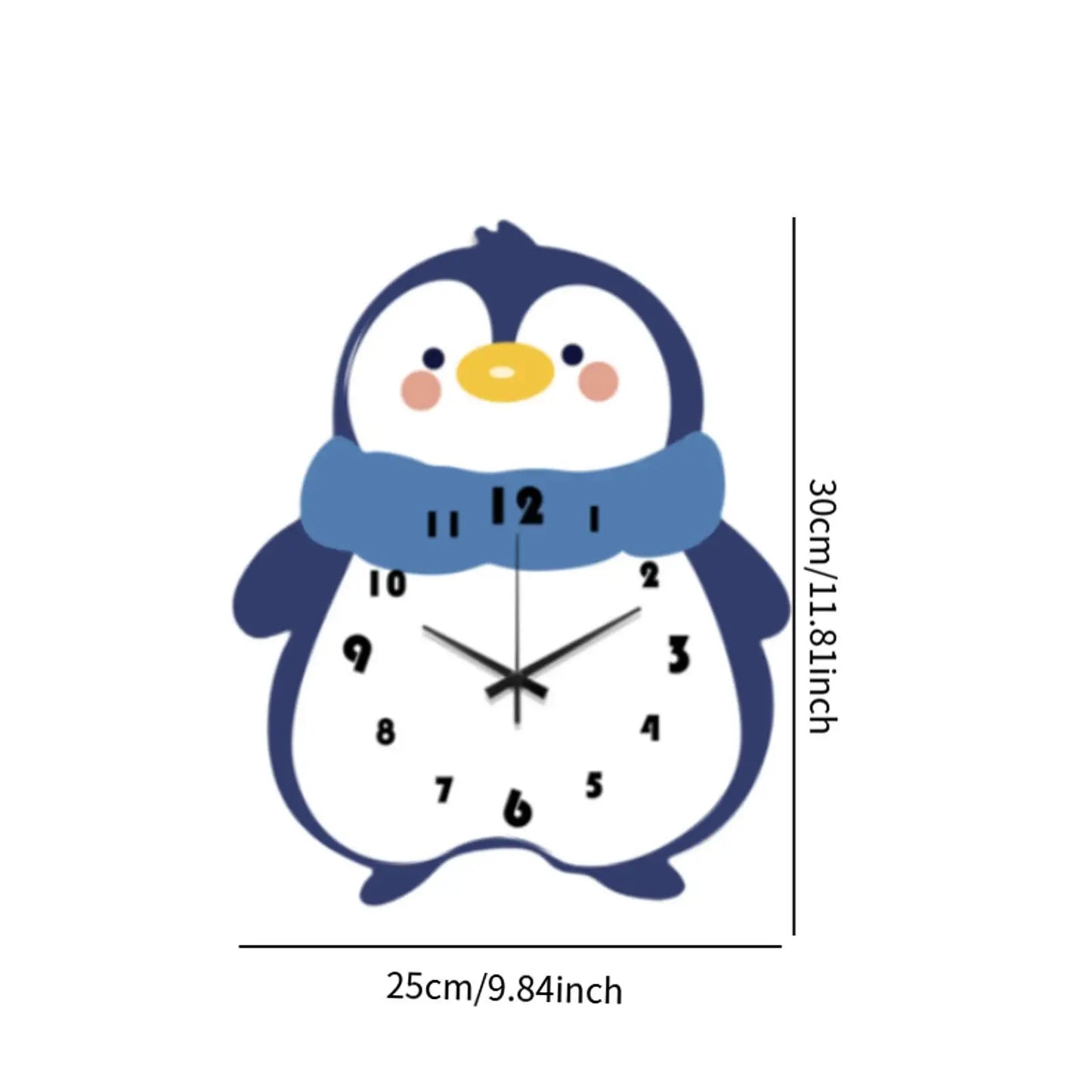 Penguin Wall Clock Hanging Clock Decoration Modern Cafe Home Decor Silent for