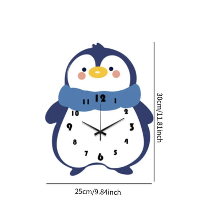 Penguin Wall Clock Hanging Clock Decoration Modern Cafe Home Decor Silent for