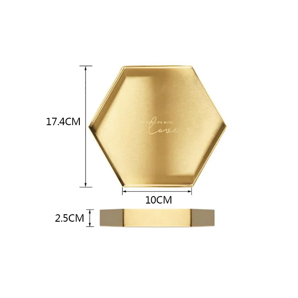 Gold Geometry Stainless Steel Storage Tray Nordic   Cosmetic Box    Decoration on Table Home