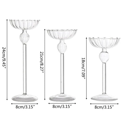 Glass Tall Feet Candlestick Craft Candle Holder Stand Home Decoration for Living Room Bedroom Office Tabletop