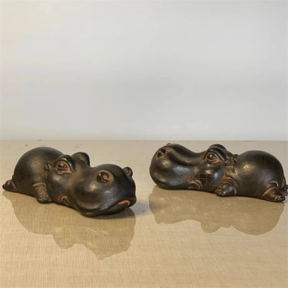 Creative Hippopotamus Decoration Ornaments Animal Pen Holder Paperweight Tea Pet Ornaments Bonsai Landscaping Multi-functional