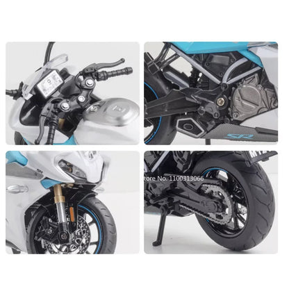 1/12 Alloy Diecast Cfmoto 250SR Racing Motorcycle Model Car Toys Rubber Tires Light Sound Motorbike Vehicle for Children Gifts