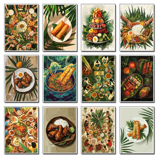 The Philippines Street Food Fried Spring Roll Chicken drumstick Rrice Art Posters Canvas Painting Wall Pictures Room Home Decor