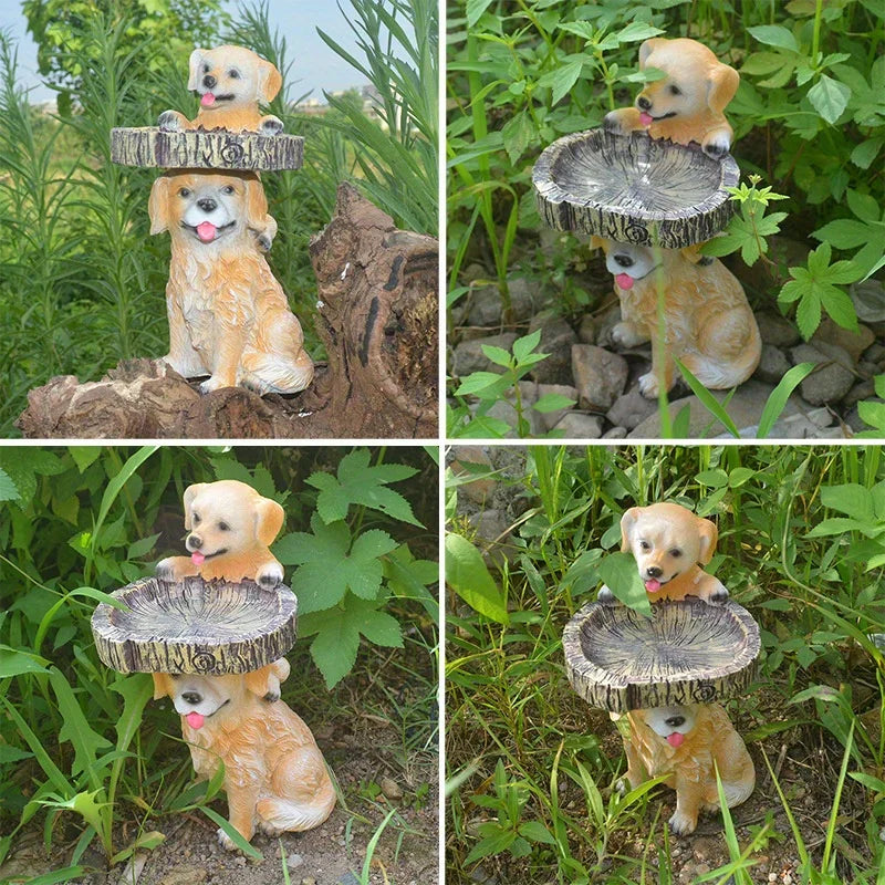 1pc Cute Dog Shape Bird Feeder, Garden Decor Resin Figurine, Garden Bird Feeder, Statue Lawn Garden Patio Deck Backyard Decor