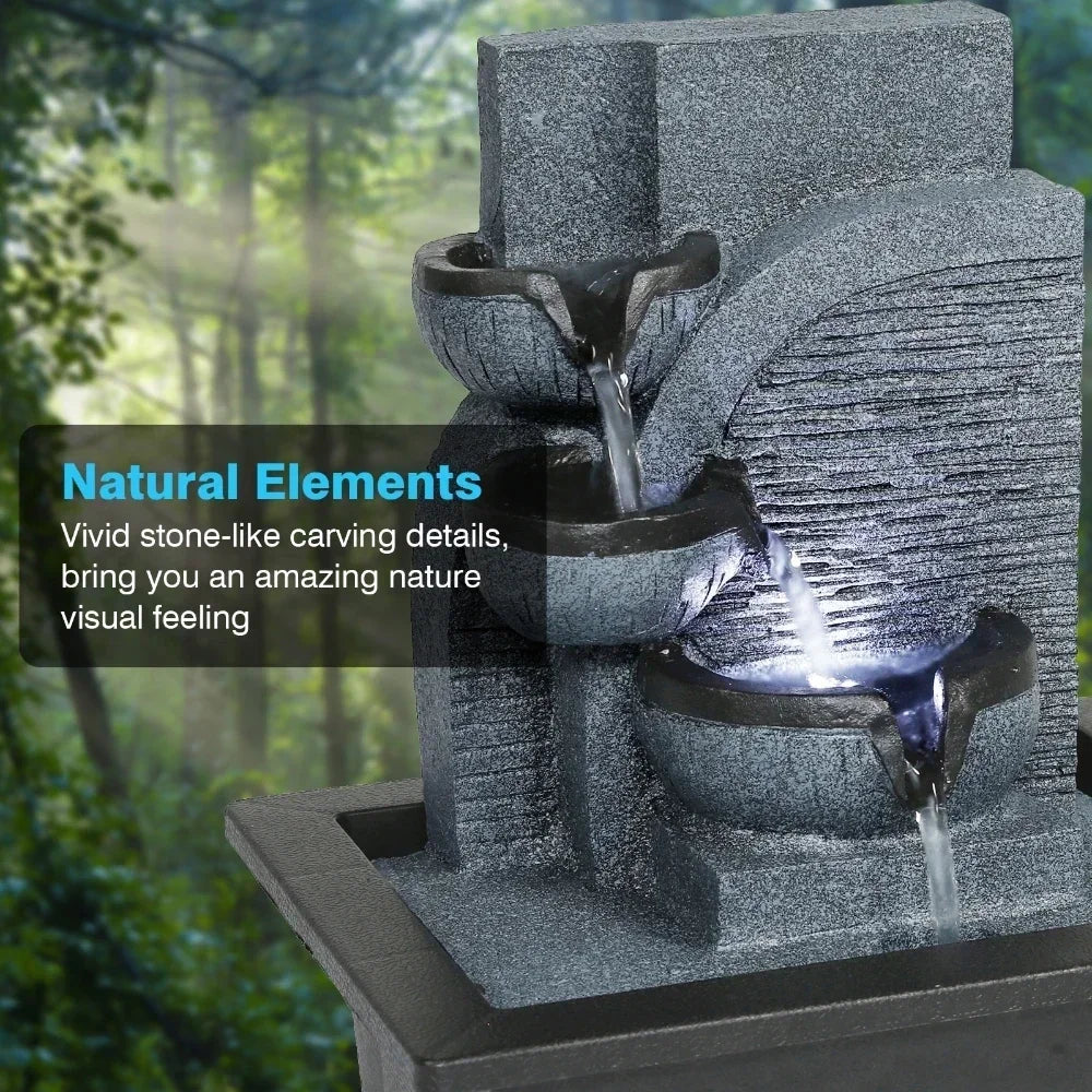 Tabletop Fengshui Water Fountain with LED Geomantic Ball Simple Indoor Decoration Mini Waterfalls Landscape Ornament Gift