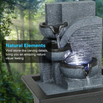 Tabletop Fengshui Water Fountain with LED Geomantic Ball Simple Indoor Decoration Mini Waterfalls Landscape Ornament Gift