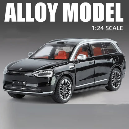 1:24 Scale SERES AITO M9 Cars Alloy Models Diecast Toy 6 Doors Opened SUV with Light Sound Vehicles Toys for Kids Festival Gifts