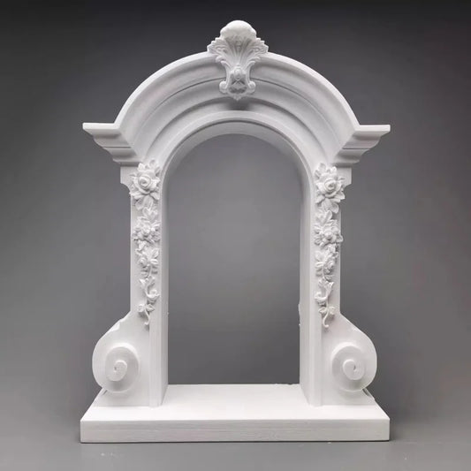 Rococo Style Floral Arch Sculpture - Plaster Building Model for Tabletop Decor, DIY Craft | Vintage Home Decoration Photo Prop