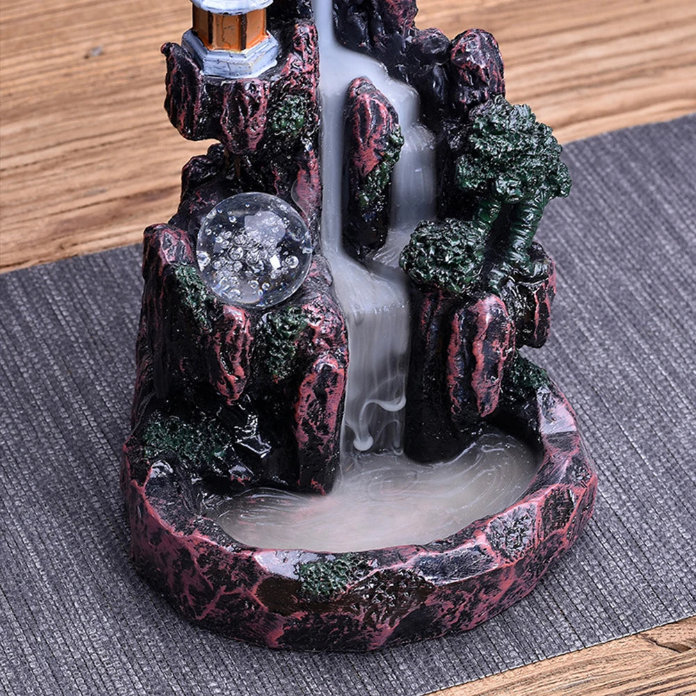 Home Decoration Resin Incense Burner Craft Teahouse Mountain River Backflow Incense Burner Living Room Flowing Water Accessories