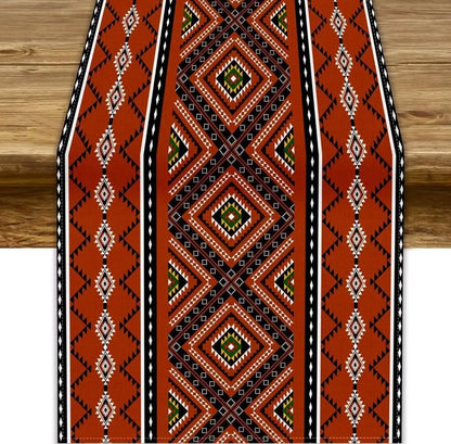 Aztec Ethnic Oriental Geometric Linen Table Runner Dresser Scarf Decor Navajo Orange Red Printed Table Runners Home Decorations