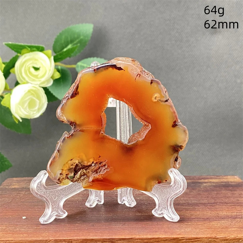 Natural Red Agate Crystal Cavity Stone - Energy Healing Reiki Meditation Beautiful Home Decor Gift for Prayer