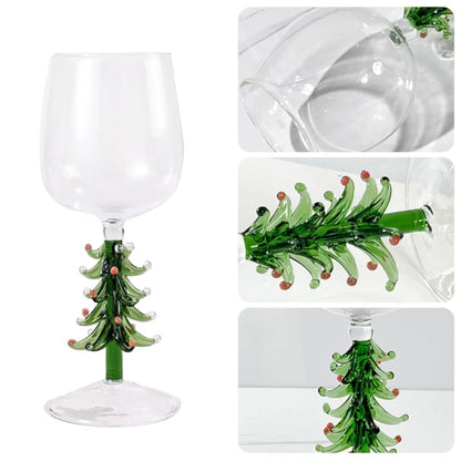 3D Drinking Glass Cup with Christmas Tree Figurine Inside Stemless Glass for Wine Water Milk Goblet-Drinking Glass Cup