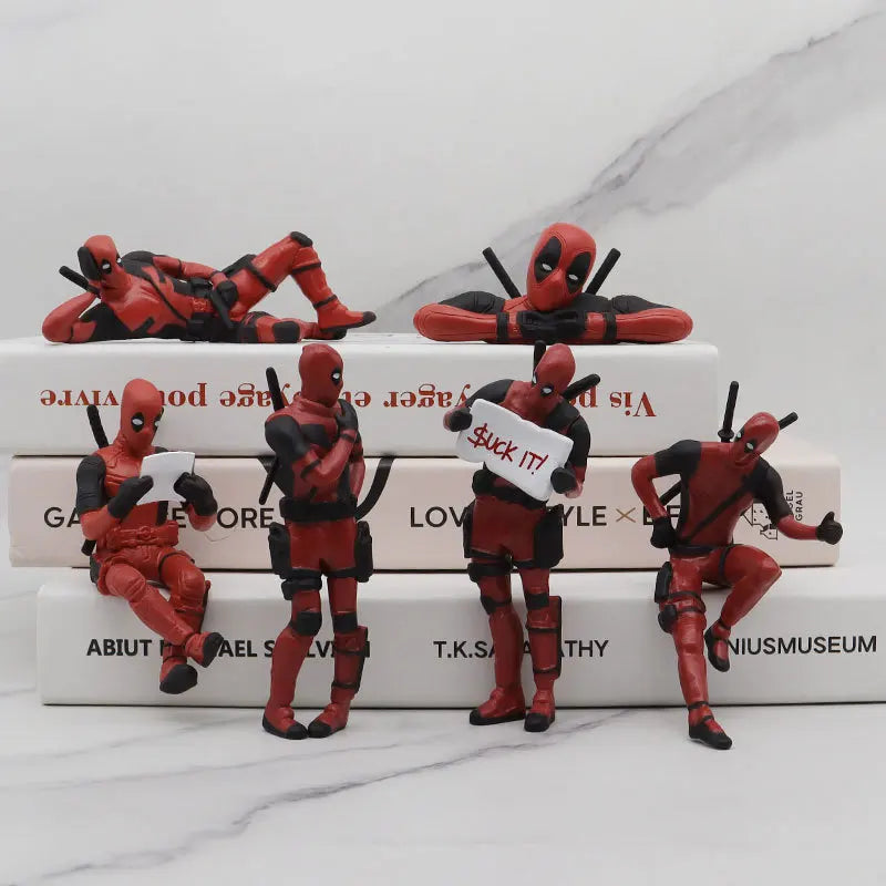 6 décorations de bureau Deadpool voiture bureau à domicile Marvel 8 cm X-MAN drôle mignon Figure modèle jouets