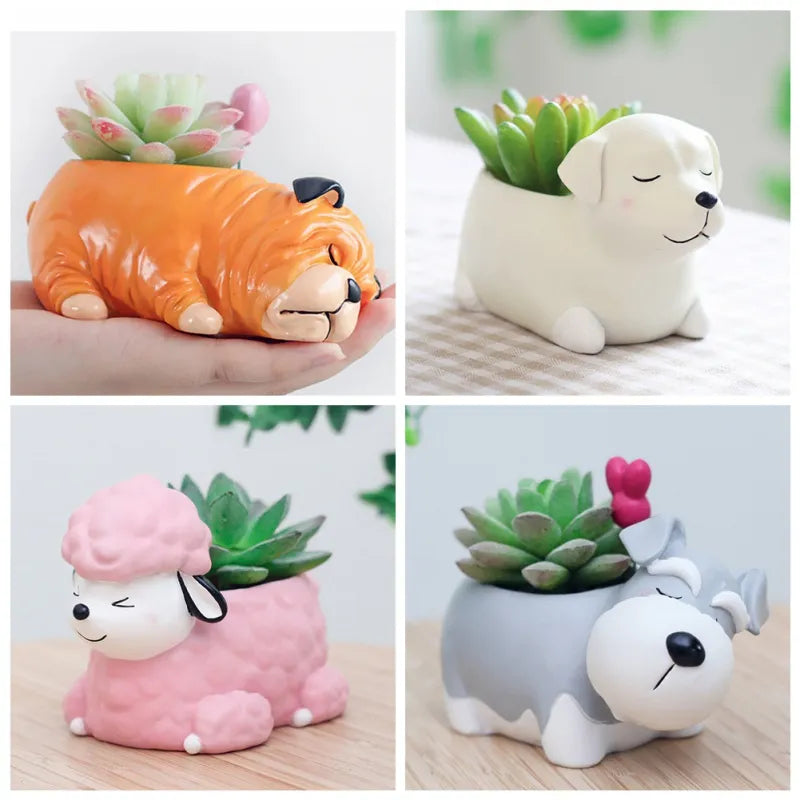 Pot de fleur en céramique, Mini Pot de chien de dessin animé, plantes succulentes, bonsaï pour plantes succulentes artificielles, décoration de la maison