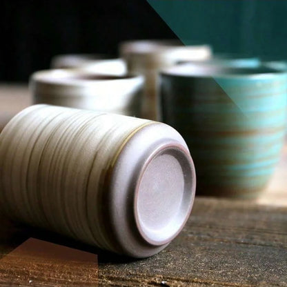 Hand-Painted Crackle Glaze Stoneware Mug for Coffee & Tea - Retro Chinese Gongfu & Japanese-Inspired Home Brewing Ceramic Cup