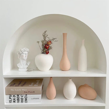 Minimalism Ceramic Vases Nordic Art Flower Bottle Desktop Ornament Living Room Office Desktop Vase Table Decor Accessories Ваза