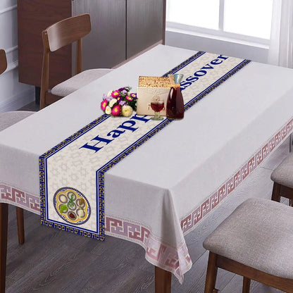 Happy Passover Linen Table Runner Party Decor Pesach Star of David Jewish Table Runners Dining Room Mantle Fireplace Decorations