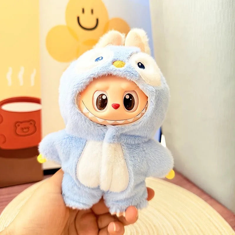 Cute Doll Accessories Clothes Onesie For 17cm Labubu V1V2 Melody Mini Dolls Clothing Kids Gift Bags For  Hairy Rabbit Bodysuit