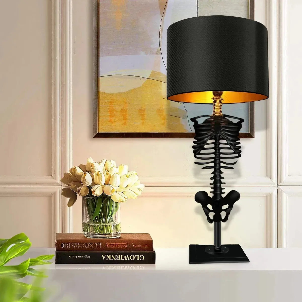 Skull Table Lamp Skeleton Horror 3D Statue Creative Party Ornament Prop Halloween Home Decoration Atmosphere Lamp Night Light