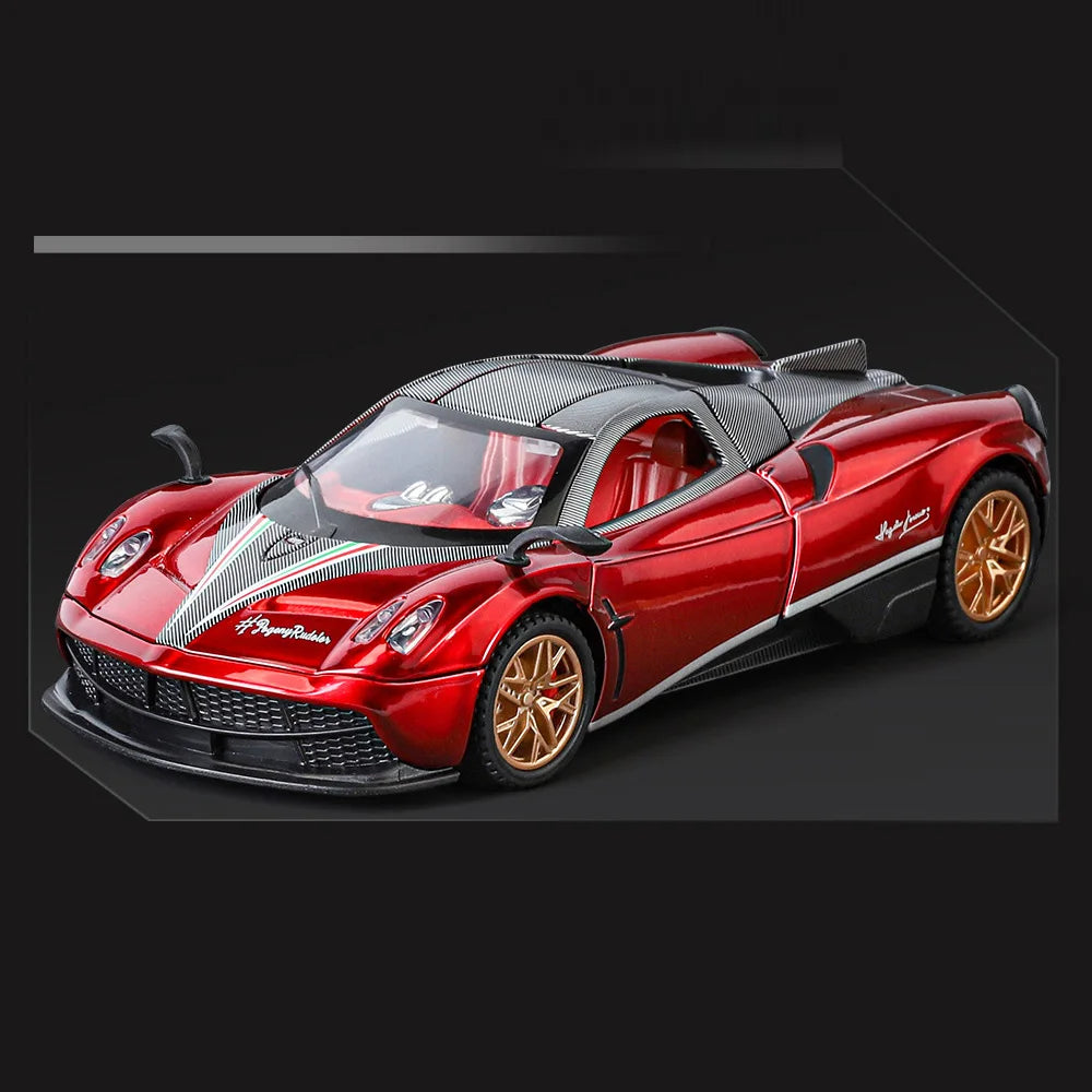 1:32 Pagani Huayra Roadster BC Toy Cars Model Alloy Diecast with Light Music Sports Car 4 Doors Opened Vehicle Toddler Kids Gift