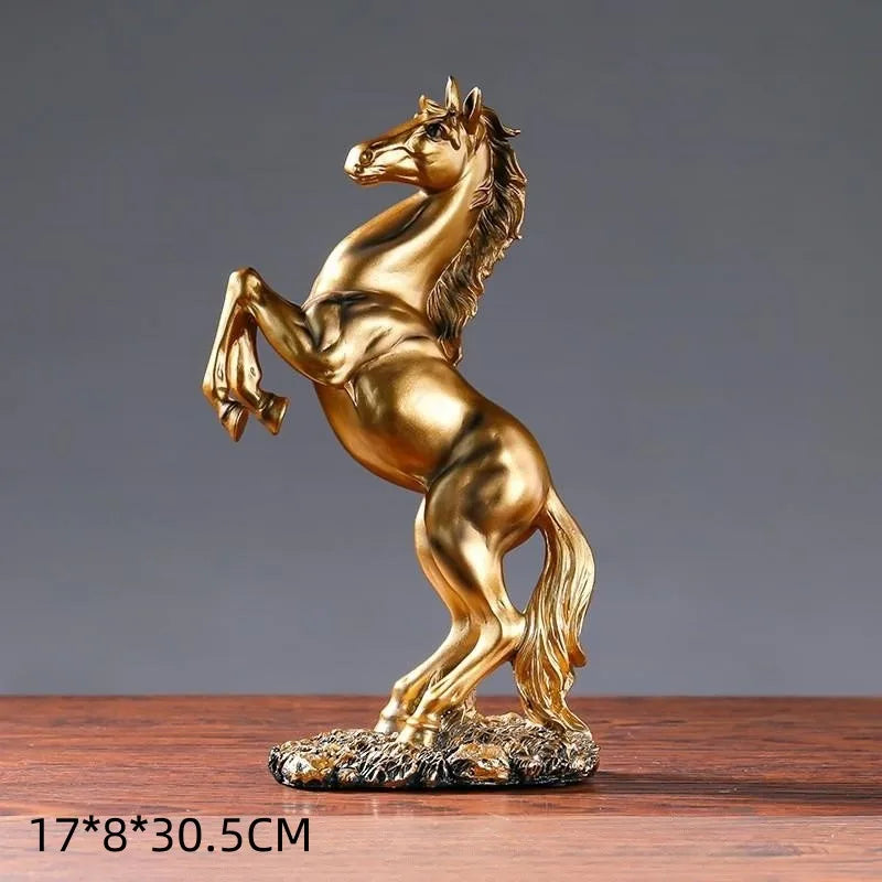 Nordic Abstract Resin Horse Statue, Golden, White, Black, Horse Figure, Figurines, Animal Model, Home Decoration